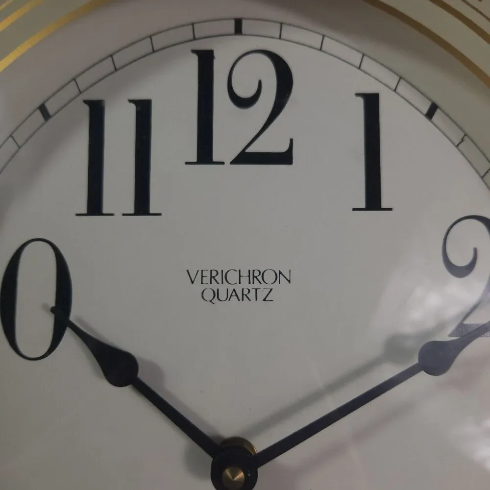 Vintage Verichron Mantle Wall Clock Wooden Rectangle Made In USA Works